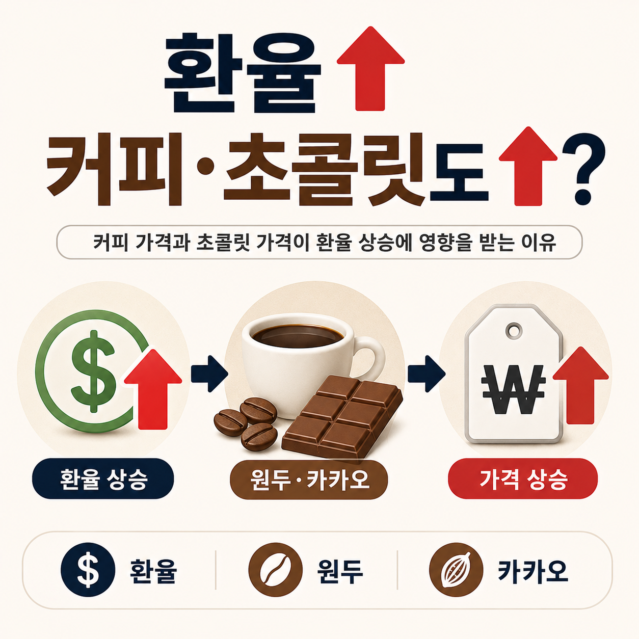 커피 가격과 초콜릿 가격이 환율 상승