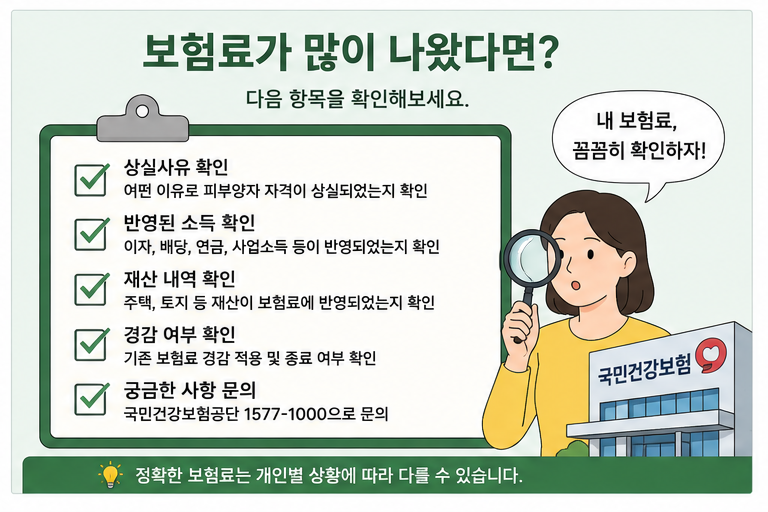 건강보험피부양자보험료확인항목